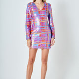 Check Pattern Sequins Dress