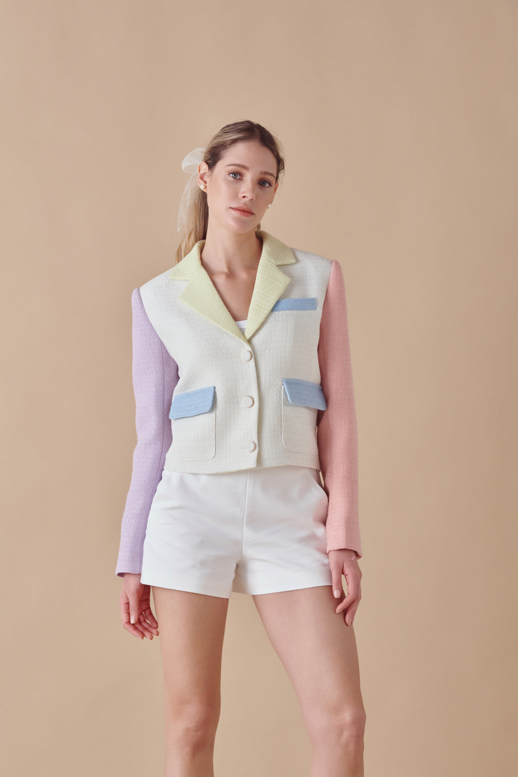 Cropped Color Block Blazer – Endless Rose