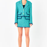 Premium Cropped Sequin Tweed Jacket