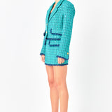 Premium Cropped Sequin Tweed Jacket