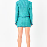 Premium Cropped Sequin Tweed Jacket