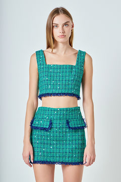 Premium Cropped Tweed Tank Top