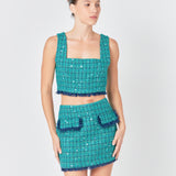 Premium Cropped Tweed Tank Top