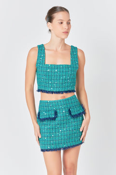 Premium Cropped Tweed Tank Top