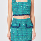 Premium Cropped Tweed Tank Top