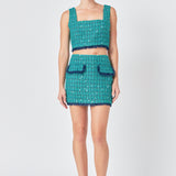 Premium Cropped Tweed Tank Top