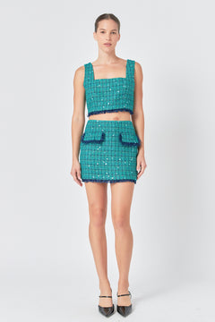 Premium Cropped Tweed Tank Top