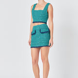 Premium Cropped Tweed Tank Top