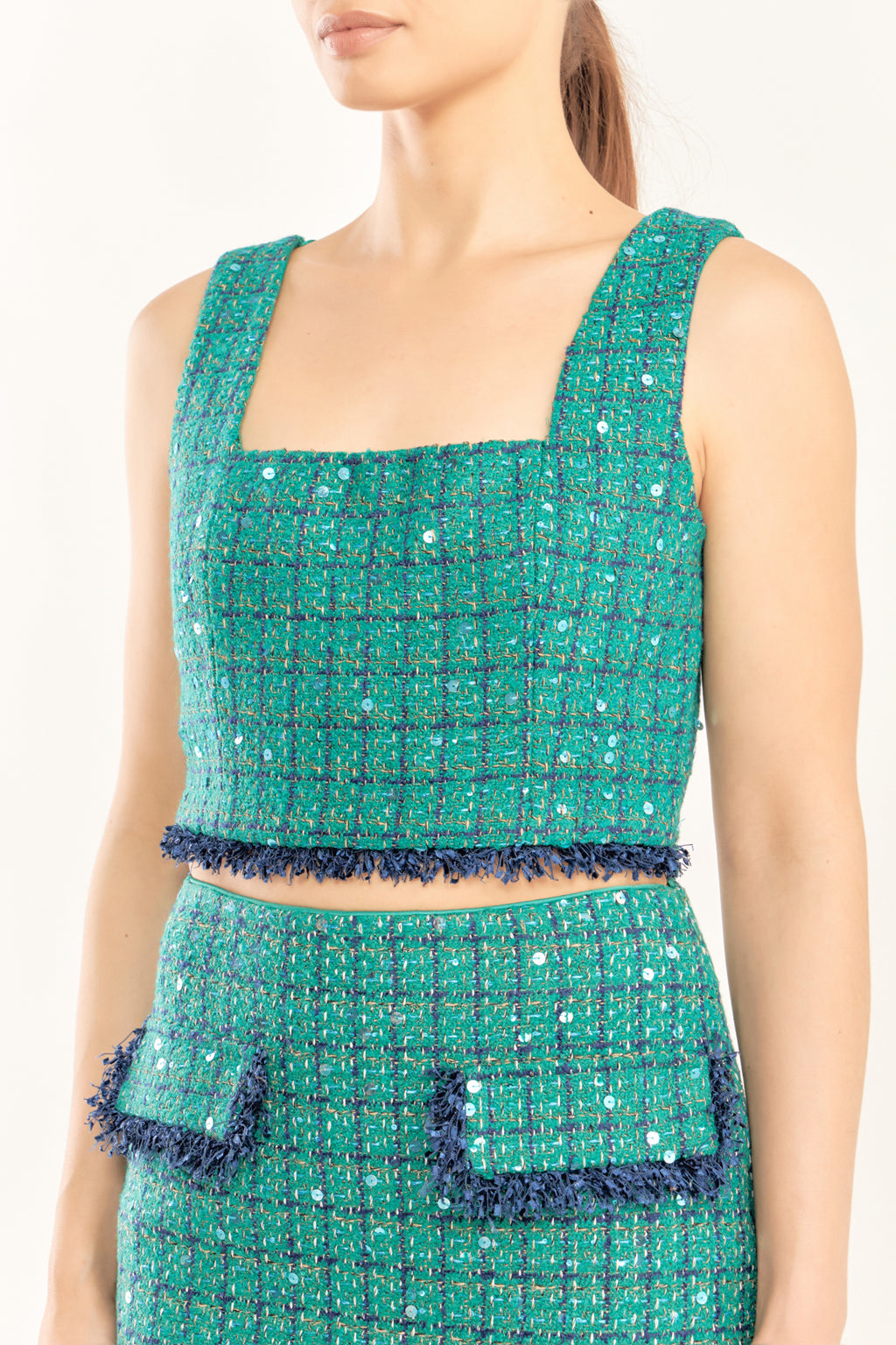 Premium Cropped Tweed Tank Top