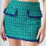 Premium Sequin Tweed Mini Skirt