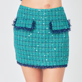 Premium Sequin Tweed Mini Skirt