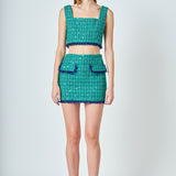 Premium Sequin Tweed Mini Skirt