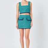 Premium Sequin Tweed Mini Skirt