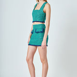 Premium Sequin Tweed Mini Skirt