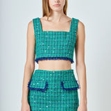 Premium Sequin Tweed Mini Skirt
