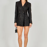 Premium Sequin Tweed Blazer Romper