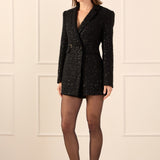 Premium Sequin Tweed Blazer Romper
