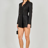 Premium Sequin Tweed Blazer Romper