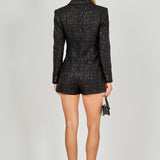 Premium Sequin Tweed Blazer Romper