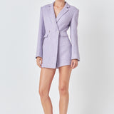 Premium Sequin Tweed Blazer Romper