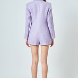 Premium Sequin Tweed Blazer Romper