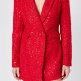 Premium Sequin Tweed Blazer Romper