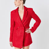 Premium Sequin Tweed Blazer Romper