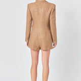 Premium Sequin Tweed Blazer Romper