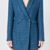 Premium Sequin Tweed Blazer Romper