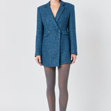 Premium Sequin Tweed Blazer Romper