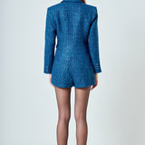 Premium Sequin Tweed Blazer Romper