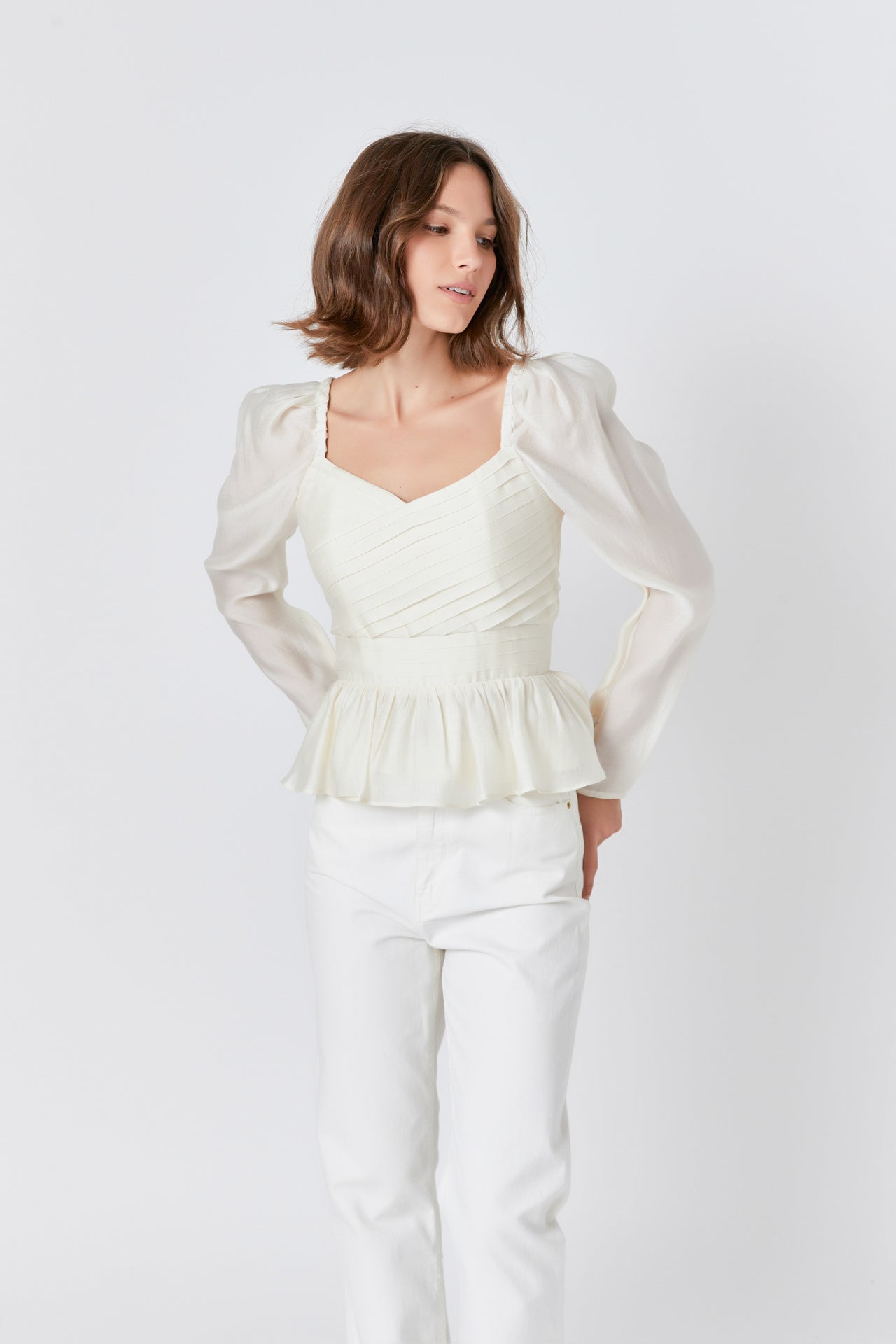 Long-Sleeve Peplum Top – Endless Rose - Main Image