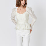 Long-Sleeve Peplum Top