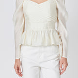 Long-Sleeve Peplum Top