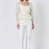 Long-Sleeve Peplum Top