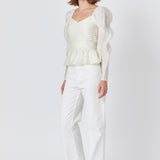 Long-Sleeve Peplum Top