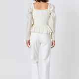 Long-Sleeve Peplum Top
