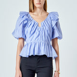 Puff Sleeve Peplum Top