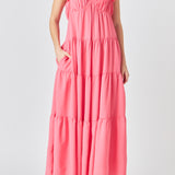 Back Bow Tie Maxi Dress