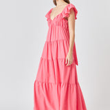 Back Bow Tie Maxi Dress