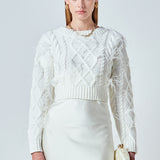 Feather Detail Cropped Sweater