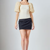 Tulle Puff Sleeve Top