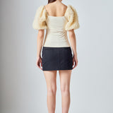 Tulle Puff Sleeve Top