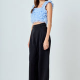 Ruffled Shoulder Strap Tulle Top