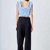 Ruffled Shoulder Strap Tulle Top