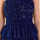 Floral Detail Tulle Mini Dress