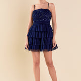 Floral Detail Tulle Mini Dress