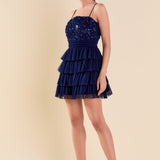 Floral Detail Tulle Mini Dress