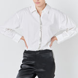 Sequin Placket Button-Up Shirt