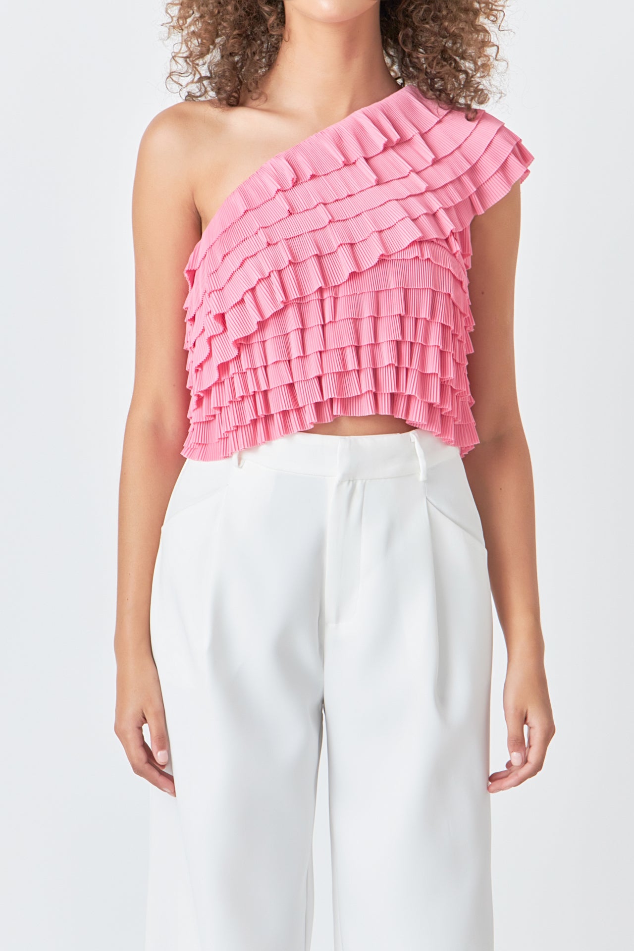 Ruffled One-shoulder Top – Endless Rose